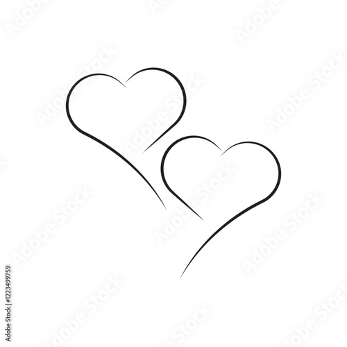 Collection of Love Heart Symbol Icons . Love Illustration Set with Solid and Outline Vector Hearts.