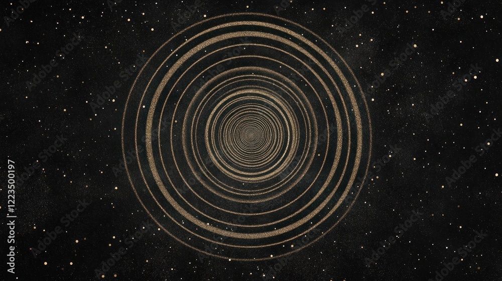 Obraz premium Cosmic portal swirling rings, starry background, digital art