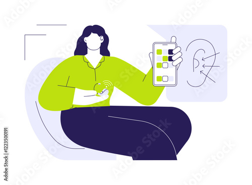 Hearing aids with phone compatibility abstract concept vector illustration.