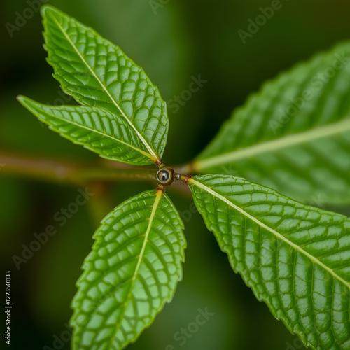 Sandarac (Tetraclinis articulata). Closeup of a Shoot with Scale Leaves photo