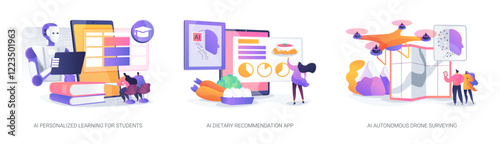 AI Personalizing Learning and Living abstract concept vector illustrations.