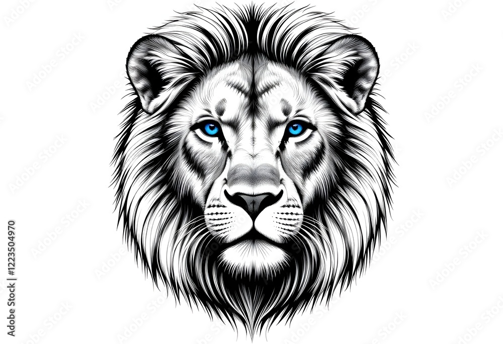 Fototapeta premium lion head silhouette isolated on white