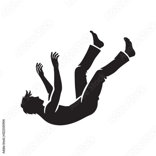 Falling person silhouette for creating impactful visuals - falling person silhouette - falling person vector - falling person illustration - falling silhouette - falling vector

