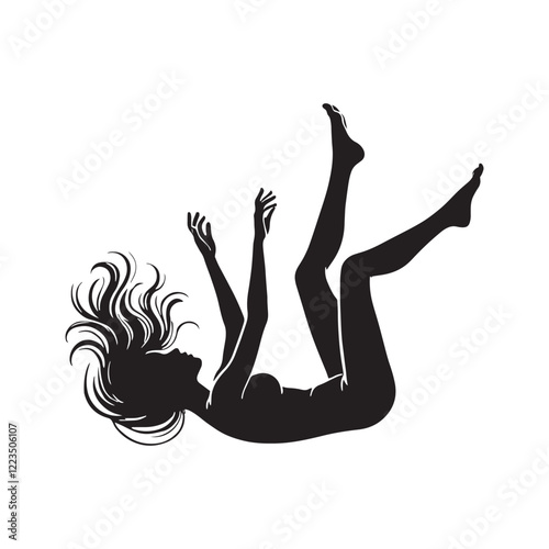 Silhouette showing a person in a falling position - falling person silhouette - falling person vector - falling person illustration - falling silhouette - falling vector
