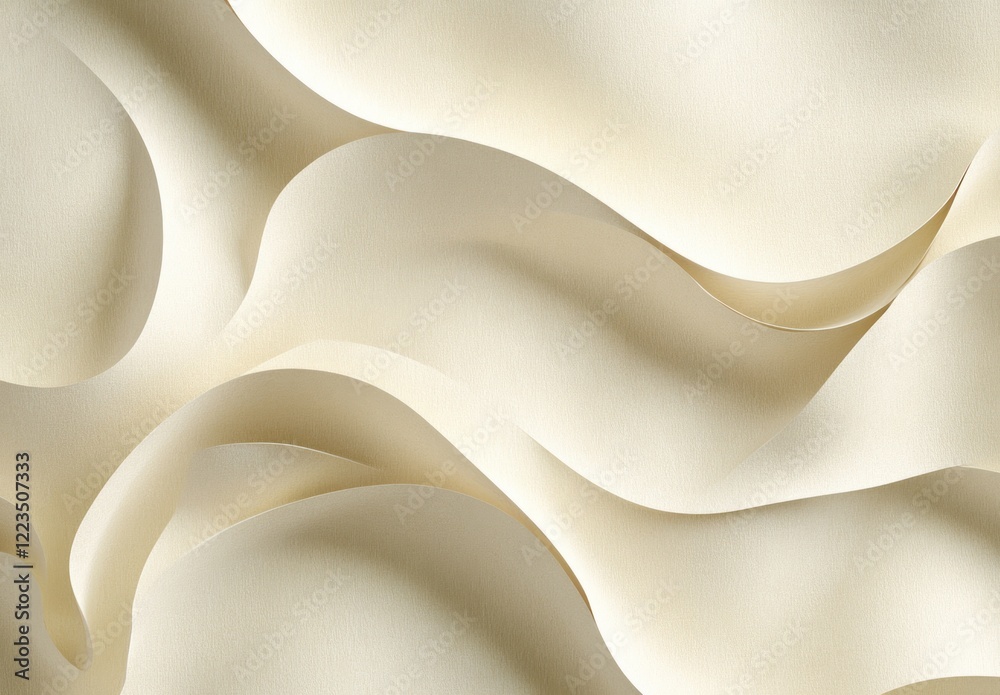 Obraz premium Cream paper waves, abstract background, studio shot, design texture