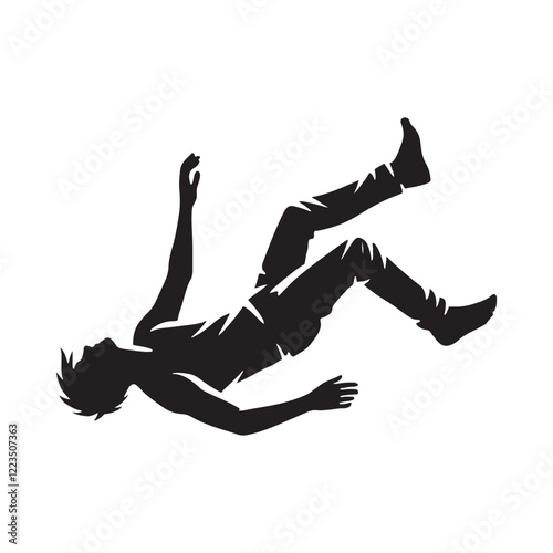 Depiction of a falling human in silhouette for creative designs - falling person silhouette - falling person vector - falling person illustration - falling silhouette - falling vector
