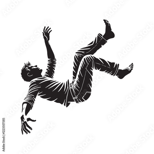 Silhouette representation of a person falling through space - falling person silhouette - falling person vector - falling person illustration - falling silhouette - falling vector
