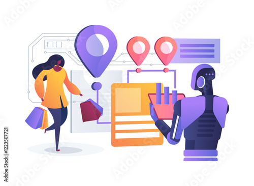 AI-Enhanced Customer Journey Mapping abstract concept vector illustration.