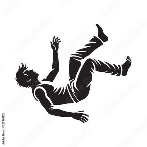 Silhouette of a person falling for dramatic visuals - falling person silhouette - falling person vector - falling person illustration - falling silhouette - falling vector
