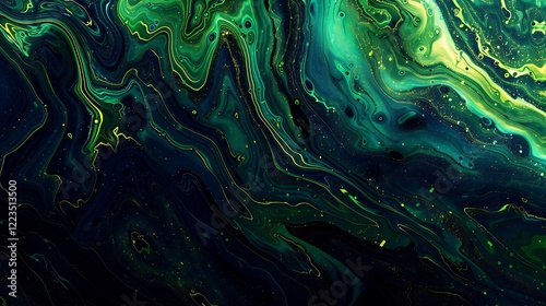 Black, Dark Blue, Green, Emerald, Petrol, Teal, Lime, and Yellow Abstract Background, Combining Deep and Vibrant Tones to Create a Bold, Energetic, and Modern Aesthetic