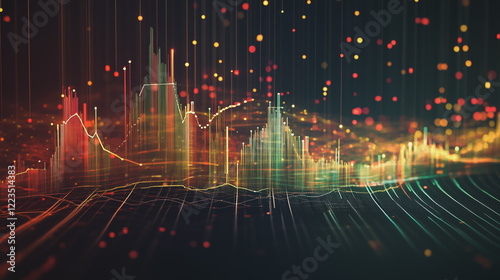Wallpaper Mural Abstract black background with Colorful charts and graphs with statistics to innovative analyze business potential and forecast future development of companies growth. Torontodigital.ca