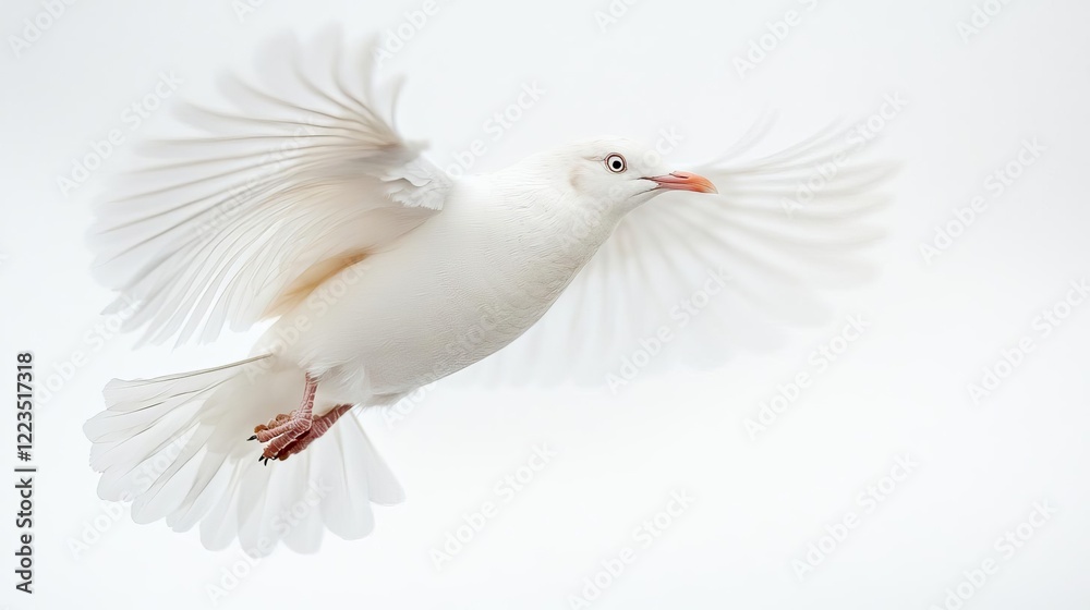 Obraz premium White bird in flight wings spread wide