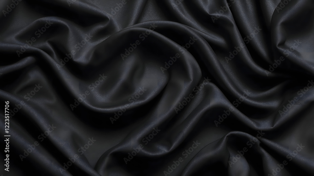 Fototapeta premium black silk satin background. luxury background. Fabric wallpaper. Photography backdrop. soft folds in fabric