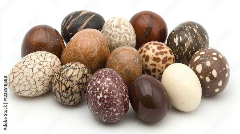 Collection of patterned stone eggs Collection of patterned stone eggs