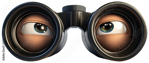Binoculars with Curious Eyes, transparent background png