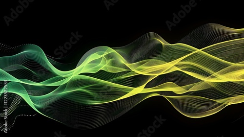 Black, Green, Lime, Yellow, and White Abstract Background, Creating a Bold and Energetic Design with Dynamic Shapes and Vibrant Color Contrast for a Modern, Creative Aesthetic