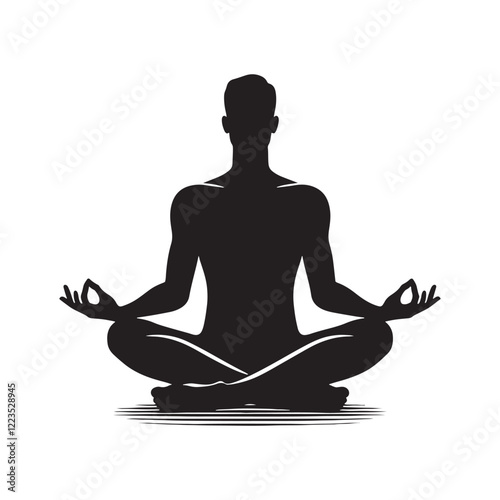 Tranquil silhouette of a person in a meditation position - meditation person silhouette - meditation person vector - meditation person illustration
