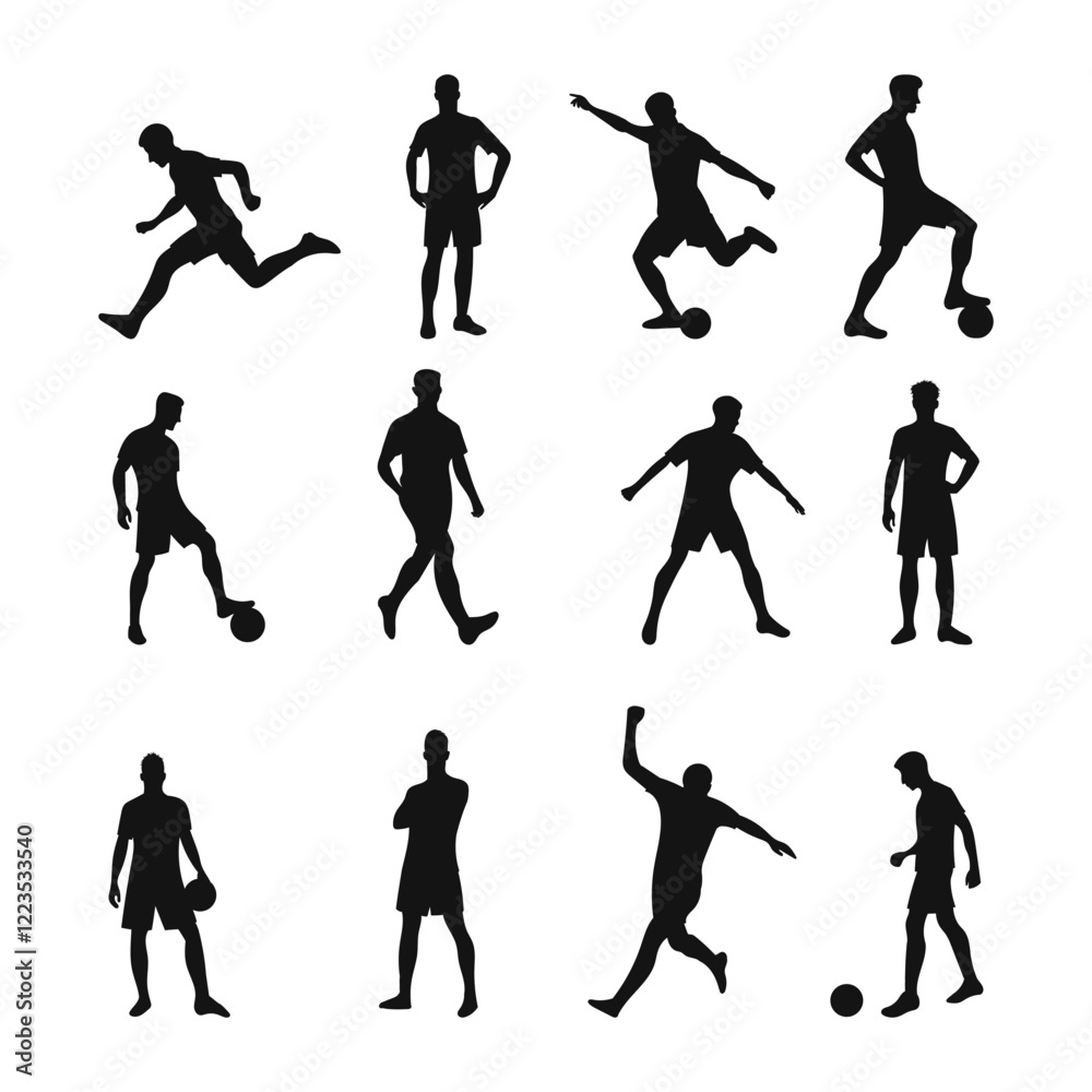 Set of Football, Soccer player silhouettes Set of Football, Soccer player silhouettes
