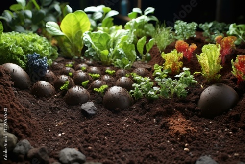 Thriving plants emerge from martian soil simulant, symbolizing the potential for sustainable agriculture in space exploration photo