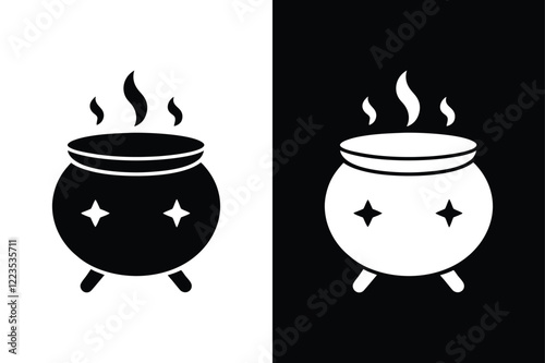 Charming Witch Cauldron Silhouette. Magical Vector Design