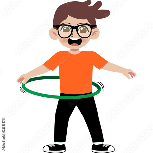 Kid playing hula hoop