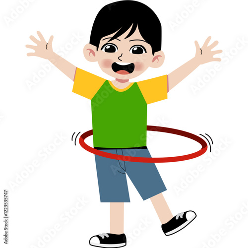 Boy playing hula hoop
