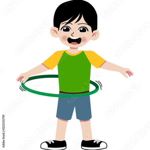 Kid playing hula hoop