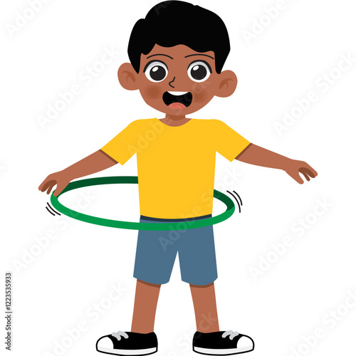 Kid playing hula hoop