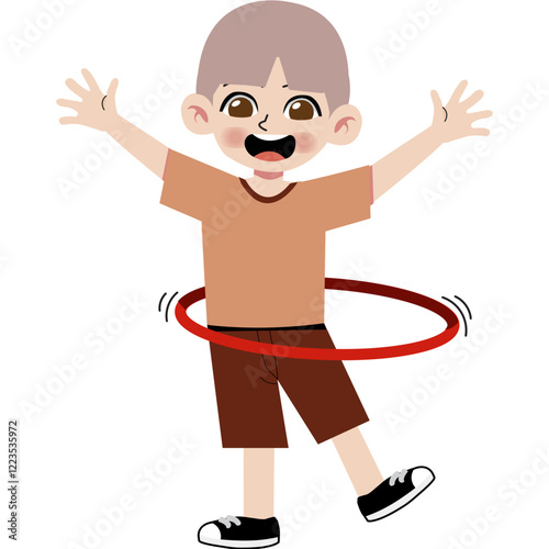Boy playing hula hoop