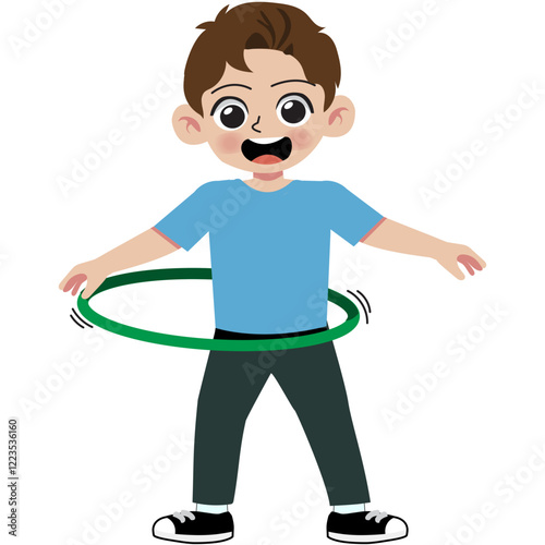 Kid playing hula hoop