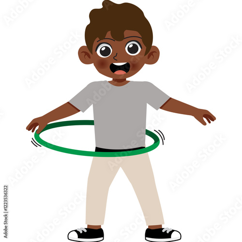 Kid playing hula hoop