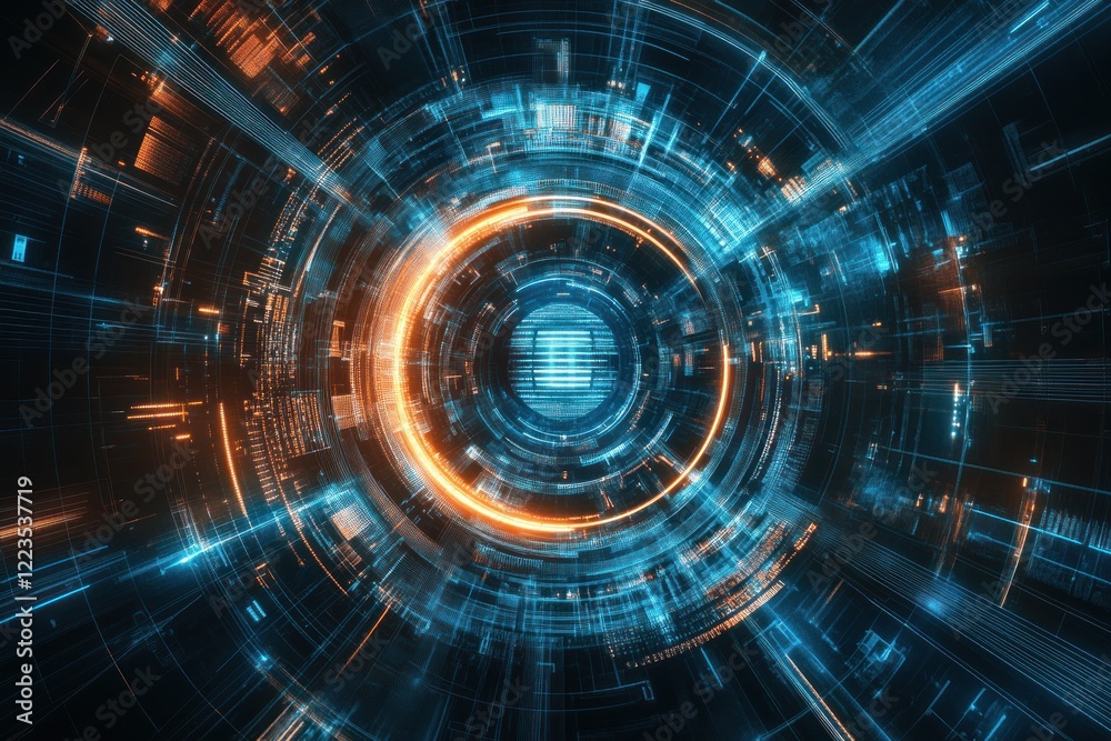 Obraz premium Abstract Digital Tunnel: Futuristic Technology