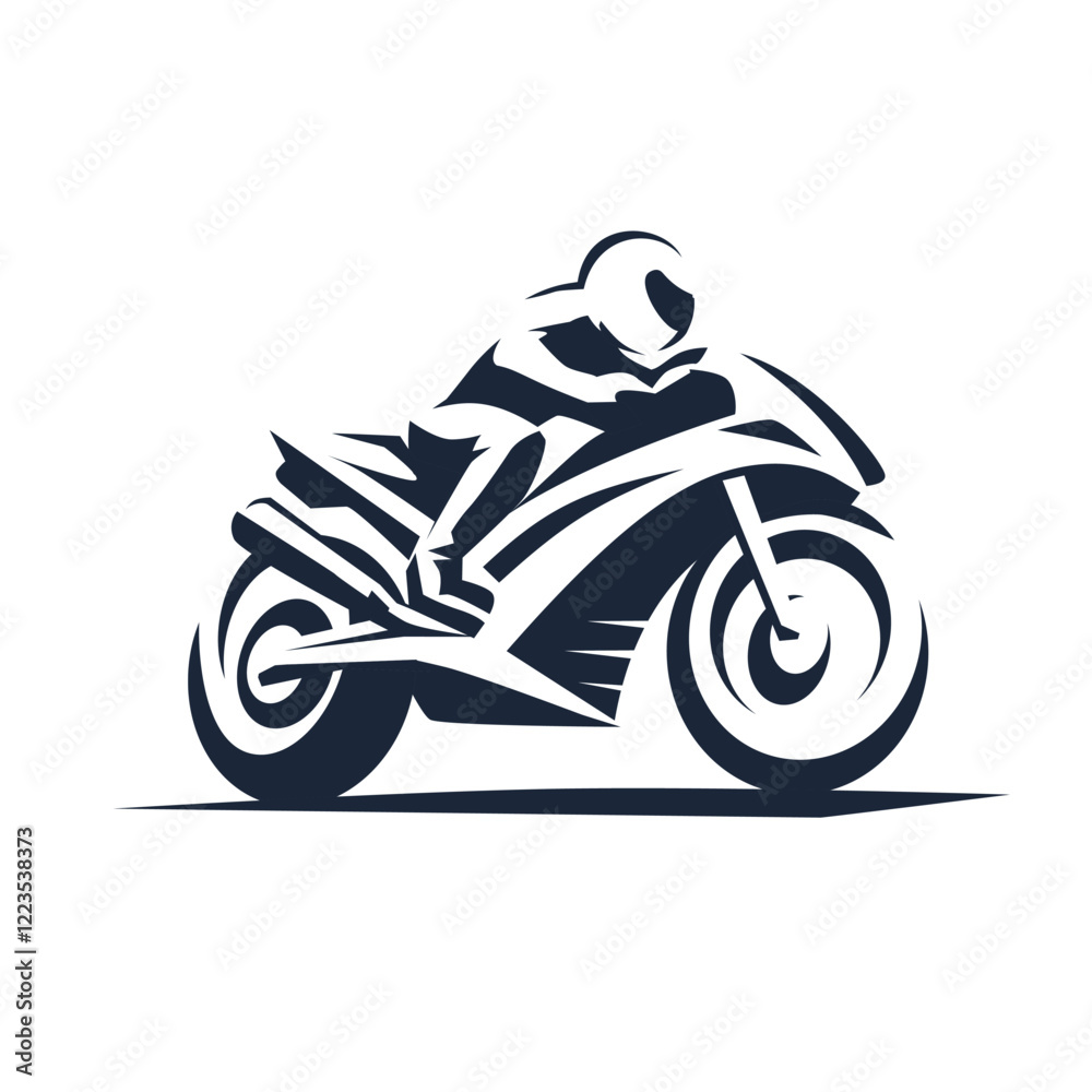 Racing motorcycle, and racer stylized vector symbol Racing motorcycle, and racer stylized vector symbol