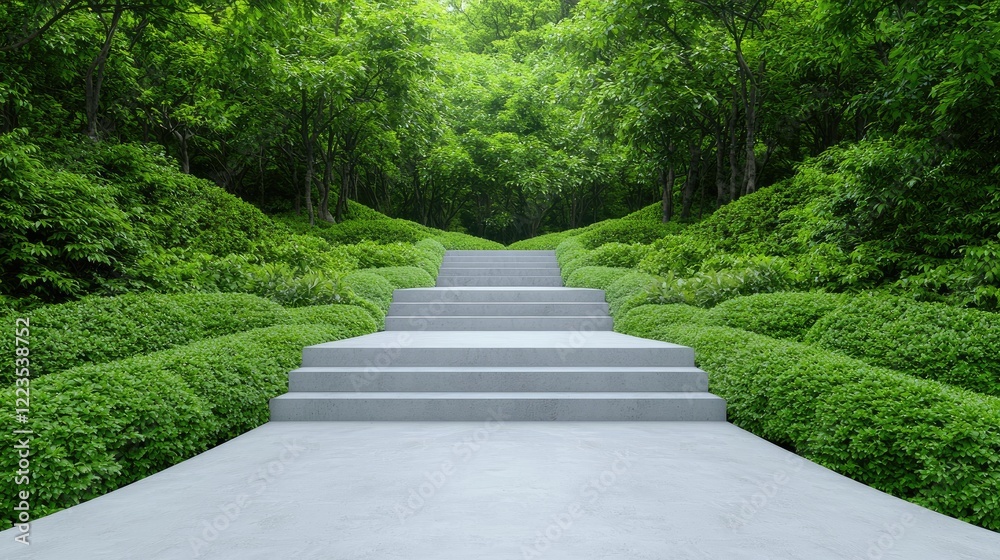 Obraz premium Stone steps leading into lush green forest