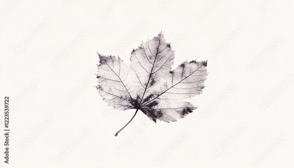 Obraz premium Monochromatic Leaf: A Study in Texture and Form