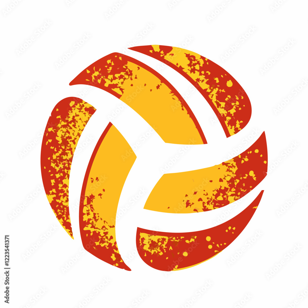 Fototapeta premium Grunge orange volleyball silhouette vector illustration (1)