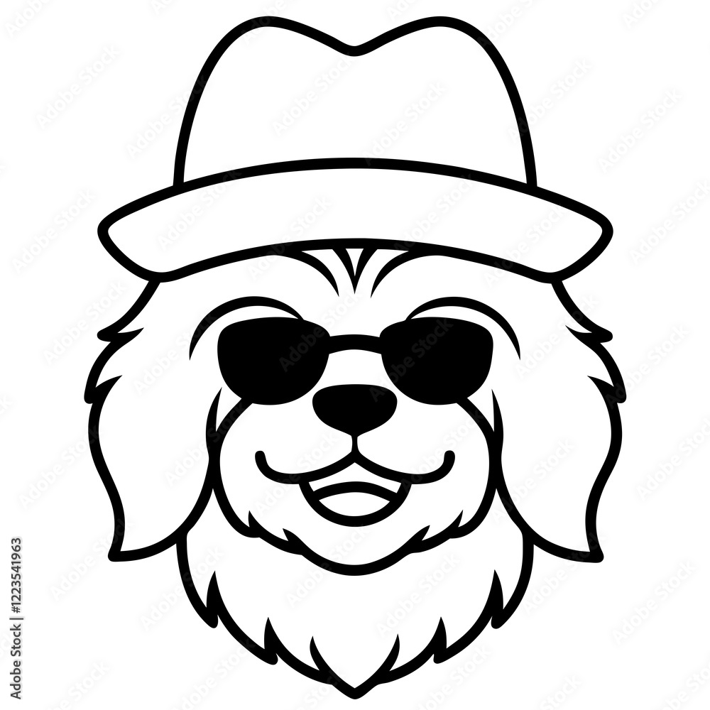 Funny pekingese dog head vector art Funny pekingese dog head vector art