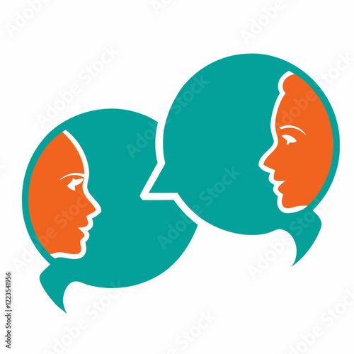 Man and woman face speech bubbles vector illustration (3)