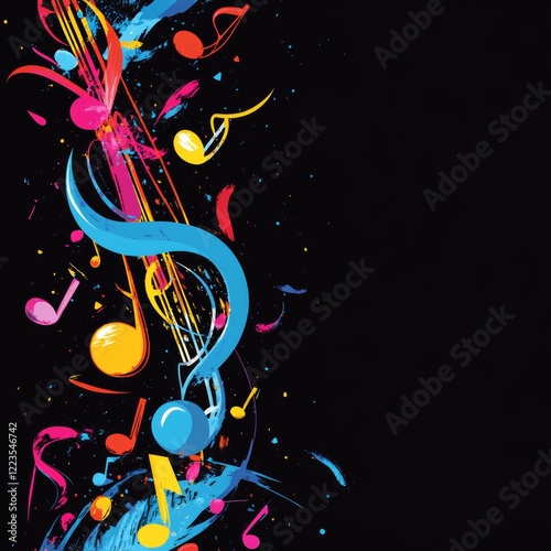 Vibrant Music Notes: An Abstract Splash of Color and Rhythm