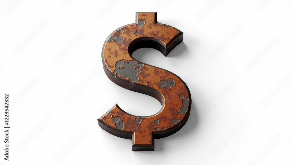 Rustic 3d dollar sign with metallic texture Rustic 3d dollar sign with metallic texture