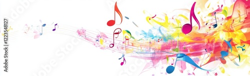 Colorful Musical Notes Watercolor Abstract Art