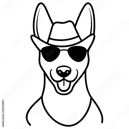 Funny pharaoh hound dog head vector art