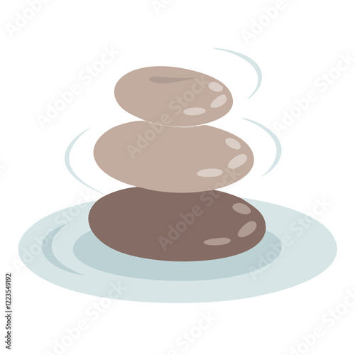 Zen stone stack floating on water