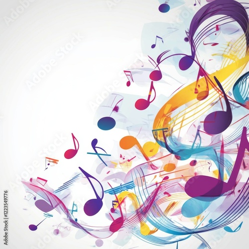 Colorful Musical Notes Watercolor Abstract Art