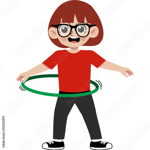 Kid playing hula hoop
