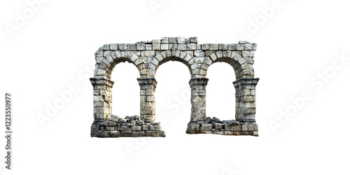 Ancient stone arches monument isolated on transparent background photo