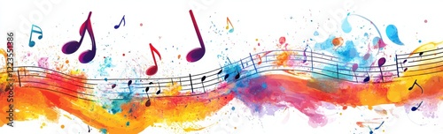 Vibrant Watercolor Music Notes: A Colorful, Expressive Composition