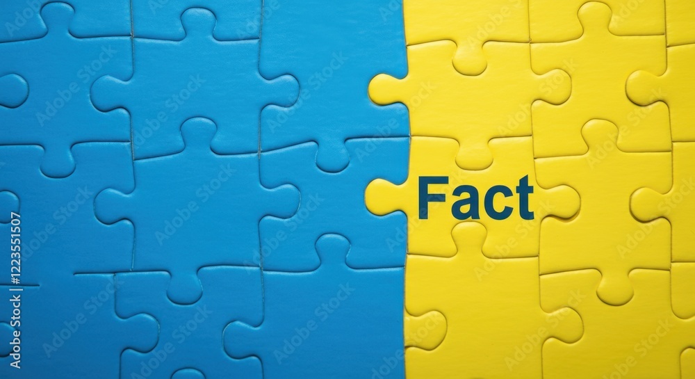 Blue and yellow jigsaw puzzle pieces with the word Blue and yellow jigsaw puzzle pieces with the word