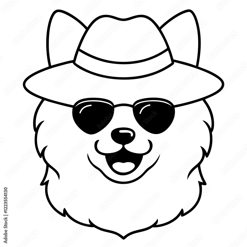 Funny pomeranian dog head vector art