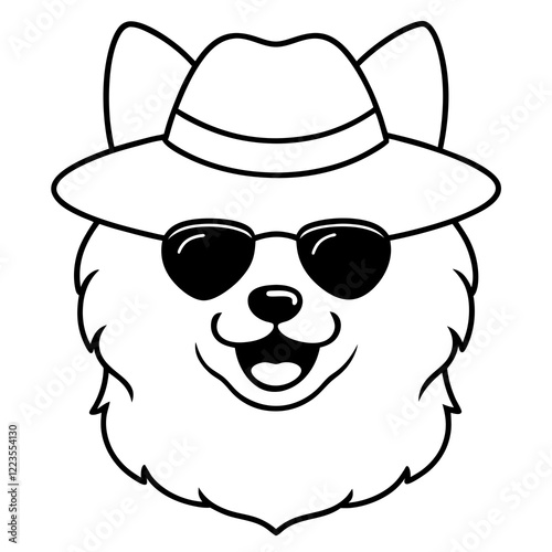 Funny pomeranian dog head vector art